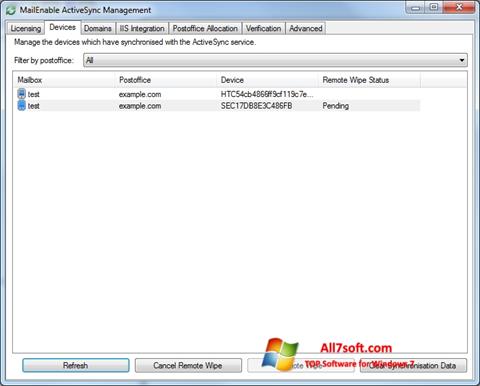 Capture d'écran Microsoft ActiveSync pour Windows 7