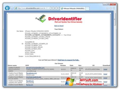 Capture d'écran Driver Identifier pour Windows 7