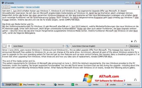 Capture d'écran QTranslate pour Windows 7