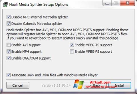 Capture d'écran Haali Media Splitter pour Windows 7