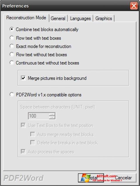 Capture d'écran PDF2Word pour Windows 7