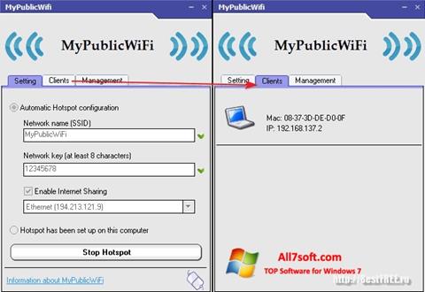 Capture d'écran MyPublicWiFi pour Windows 7
