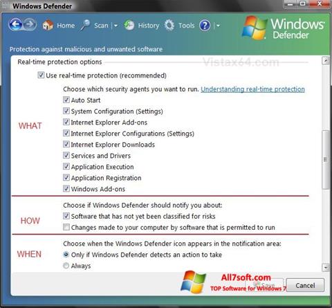 Capture d'écran Windows Defender pour Windows 7
