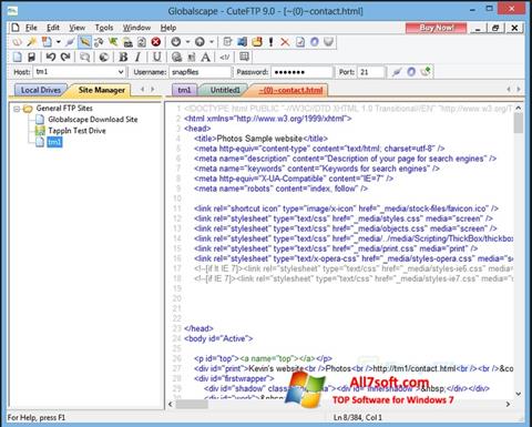 Capture d'écran CuteFTP pour Windows 7