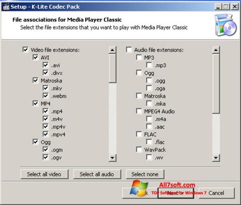 Capture d'écran K-Lite Codec Pack pour Windows 7