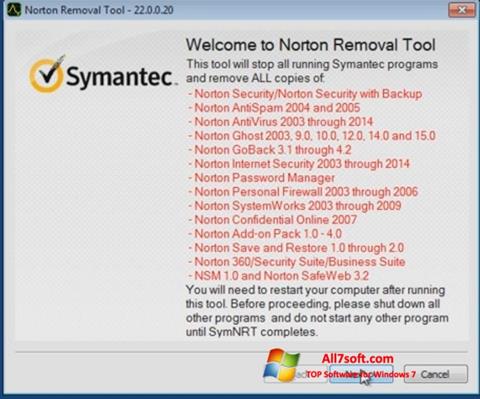 Capture d'écran Norton Removal Tool pour Windows 7