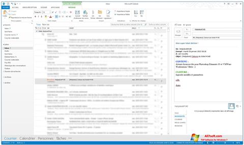Capture d'écran Microsoft Outlook pour Windows 7