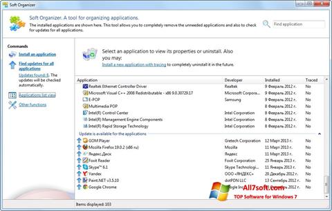 Capture d'écran Soft Organizer pour Windows 7