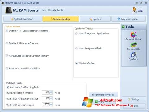 Capture d'écran Mz RAM Booster pour Windows 7