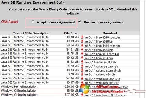 Capture d'écran Java Runtime Environment pour Windows 7