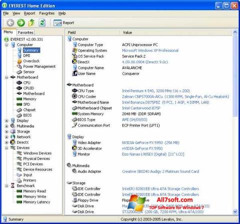 Capture d'écran EVEREST pour Windows 7
