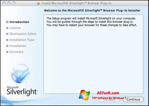 Capture d'écran Microsoft Silverlight pour Windows 7