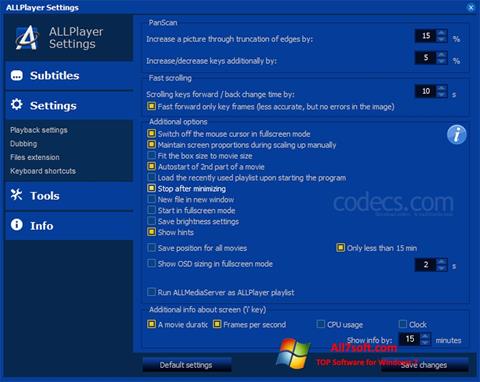 Capture d'écran ALLPlayer pour Windows 7