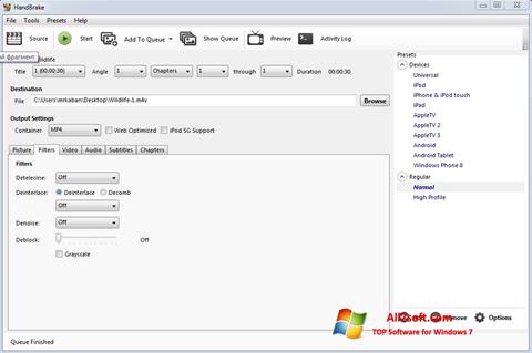Capture d'écran HandBrake pour Windows 7