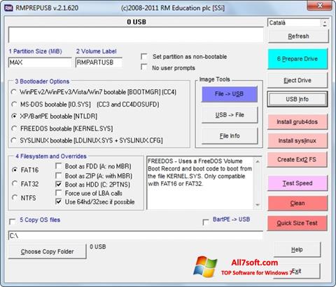 Capture d'écran RMPrepUSB pour Windows 7