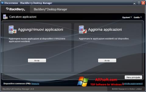Capture d'écran BlackBerry Desktop Manager pour Windows 7
