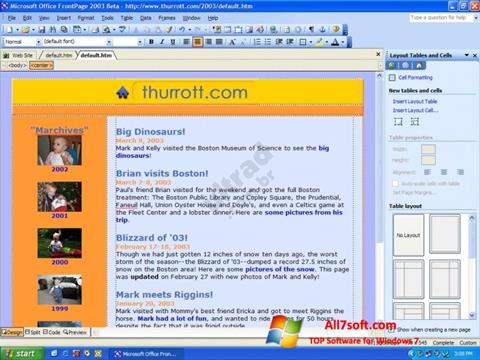 Capture d'écran Microsoft FrontPage pour Windows 7