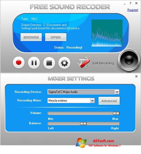 Capture d'écran Free Sound Recorder pour Windows 7
