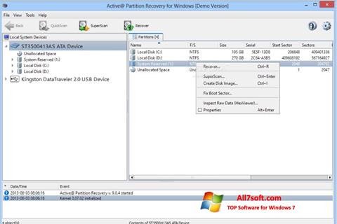 Capture d'écran Active Partition Recovery pour Windows 7