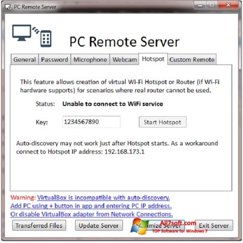 Capture d'écran PC Remote Server pour Windows 7