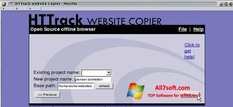 Capture d'écran HTTrack Website Copier pour Windows 7