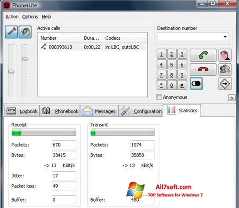 Capture d'écran PhonerLite pour Windows 7