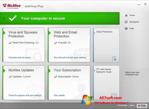 Capture d'écran McAfee AntiVirus Plus pour Windows 7