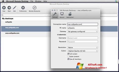 Capture d'écran Microsoft Remote Desktop pour Windows 7