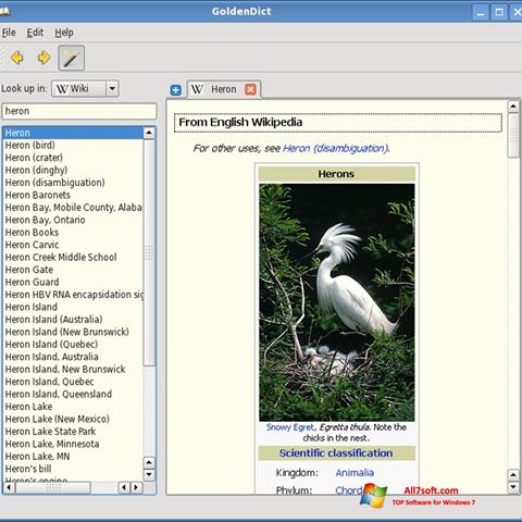 Capture d'écran GoldenDict pour Windows 7