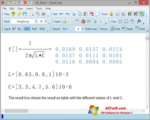 Capture d'écran RedCrab Calculator pour Windows 7