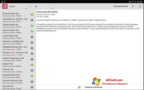 Capture d'écran ABBYY Lingvo pour Windows 7