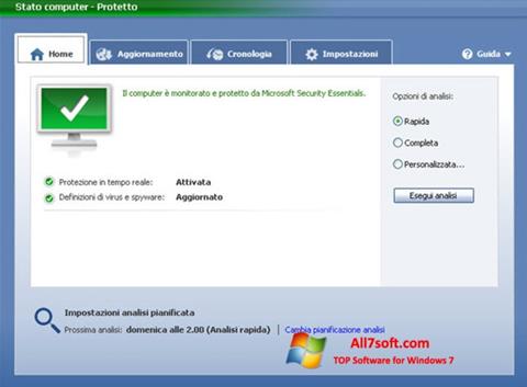 Capture d'écran Microsoft Security Essentials pour Windows 7