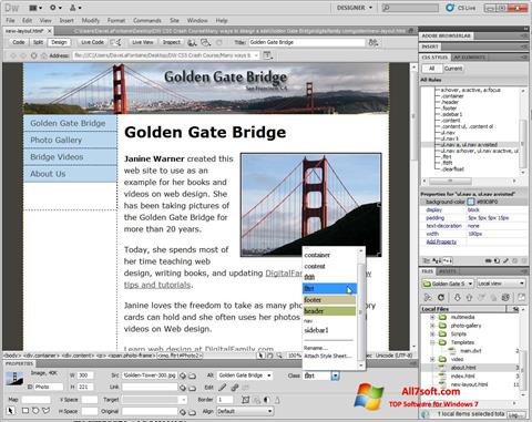 Capture d'écran Adobe Dreamweaver pour Windows 7