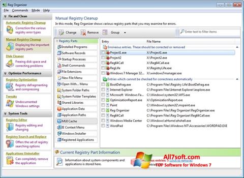 Capture d'écran Reg Organizer pour Windows 7