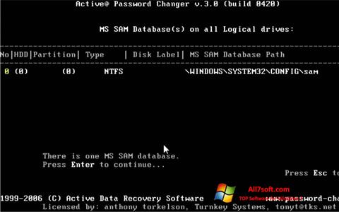 Capture d'écran Active Password Changer pour Windows 7