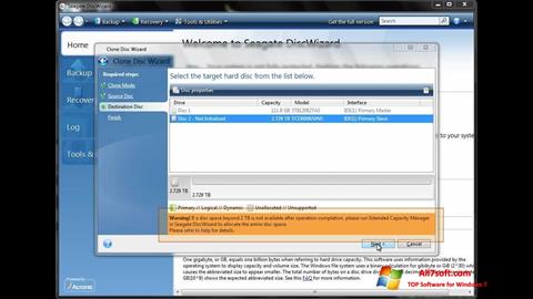 Capture d'écran Seagate DiscWizard pour Windows 7
