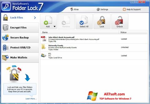 Capture d'écran Folder Lock pour Windows 7