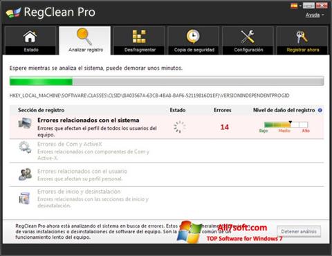 Capture d'écran RegClean Pro pour Windows 7