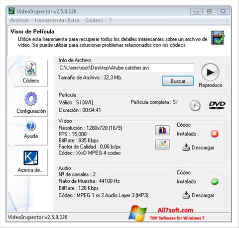 Capture d'écran VideoInspector pour Windows 7
