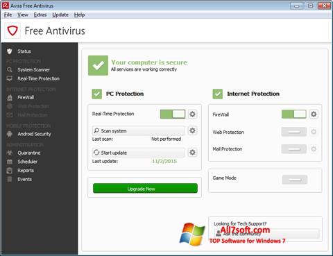Capture d'écran Avira Free Antivirus pour Windows 7