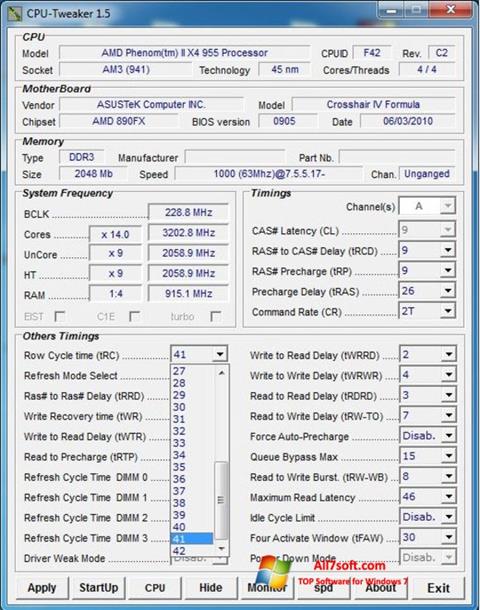 Capture d'écran CPU-Tweaker pour Windows 7