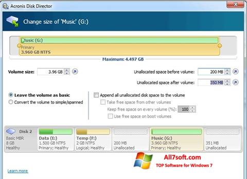 Capture d'écran Acronis Disk Director pour Windows 7