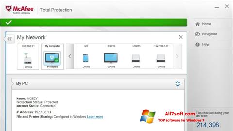 Capture d'écran McAfee Total Protection pour Windows 7