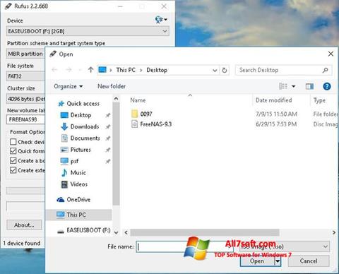 Capture d'écran Rufus pour Windows 7