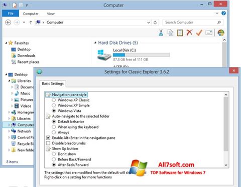 Capture d'écran Classic Shell pour Windows 7