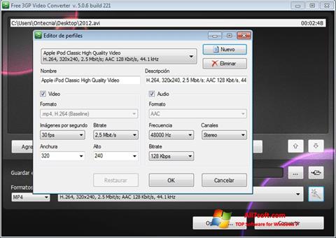 Capture d'écran Free MP4 Video Converter pour Windows 7