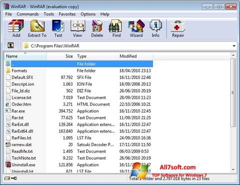 Capture d'écran WinRAR pour Windows 7