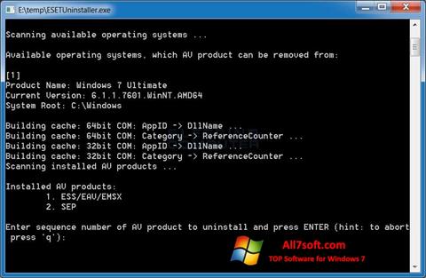 Capture d'écran ESET Uninstaller pour Windows 7