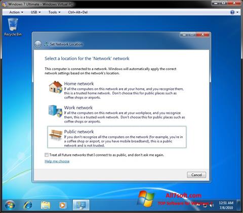 Capture d'écran Windows Virtual PC pour Windows 7