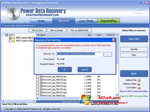 Capture d'écran Power Data Recovery pour Windows 7